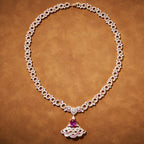 Champagne Plated Pink Fan Pendant Necklace Exquisite Fashionable Necklace for Wedding Party Charming Bride Girlfriend Gift