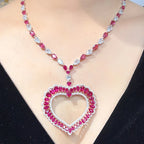 18K Gold-Plated Heart-Shaped Pendant Necklace Trendy Zircon Inlay Versatile Autumn Accessory for Parties Made of Brass