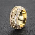 12mm Spinning Cuban Link Rings Rotatable Iced Out Ring Gold Plated Cubic Zirconia Eternity Bling Cuban Link Chain Ring for Men