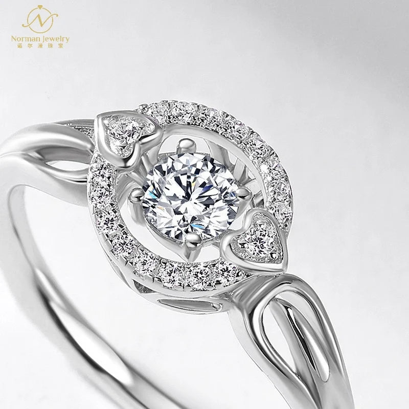 Fashionable Women's S925 Silver Ring Cross-Border Style Punk Jewelry with Bright Moissanite Gemstone Couple's Gift