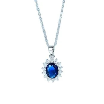 Hot Sale European and American Senior Princess Round Sapphire Necklace with Multi-Color Pendant Flower-shaped Chain Necklace