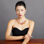 Brass Plated Champagne Gold Exaggerate Sexy Fashion Colorful Evening Dress Necklace Morgan Powder Luxury Jewelry Short Chain