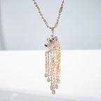 18K Gold-Plated Exquisite Pendant Necklace Zircon Heavy Industry Enamel Leopard Print Tassel Men's Women's Luxury Sweater Chain