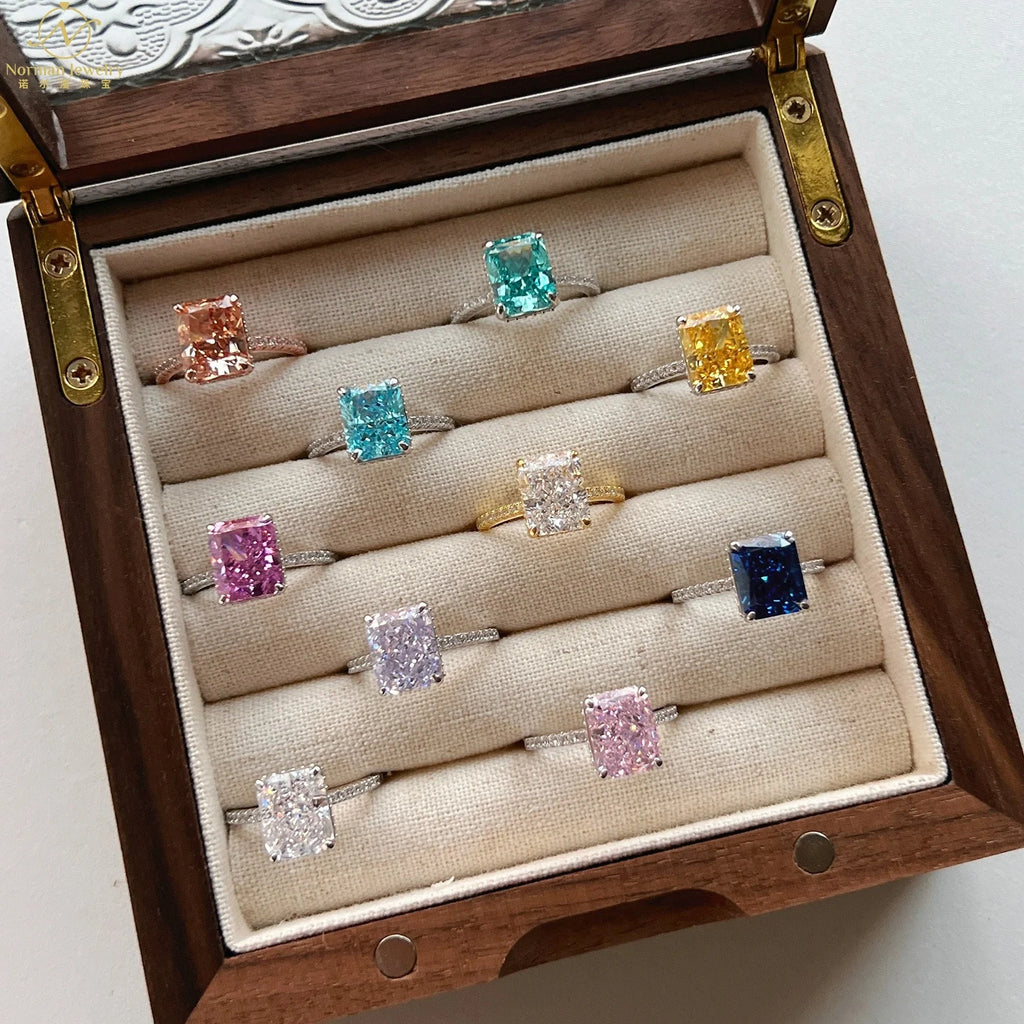 S925 Silver Women's Romantic Ring French Super Flash Square 8A Ice Flower Cut Zircon Niche Design mainly made Alloy for Party