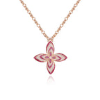 Cute Girl Fashion Versatile Colorful Zircon Flower Necklace for Women's Champagne Plated Long Pendant