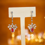 Luxury High-End Women's Water Droplet Blue Diamond Pendant Necklace Trendy Party Accessory Made of Brass with Cubic Zirconia