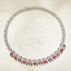 High-End 18K Gold Orange Purple Plated Brass Necklace Irregular Triangular Design Classic Dress Collarbone Anniversary