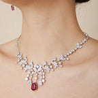 Hot Sales High Quality Women's Party Necklace Trendy Cubic Zirconia Rhinestone Jewelry with Brass Material