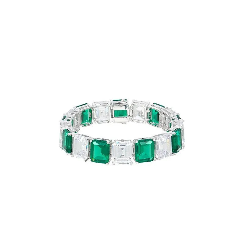 18K Gold-Plated Brass Bracelet for Men and Women Emerald Rhodium Plated Luxurious Daily Accessory for Engagement