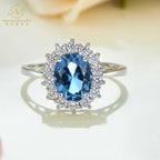 Carat Unique Oval Cut Engagement Ring with Sunflower Pattern Sterling Silver Carbonite Rhodium Plated for Parties Anniversaries