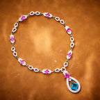 Exquisite Natural Sapphire Necklace Retro Water Droplet Pendant Geometric Gold Jewelry Women's Engagement Rhodium