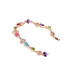 Luxury Fashion Women's Water Drop Fan-Shape Beaded Bracelet 18K Gold-Inlaid Electroplated Brass with Zircon Main Stone