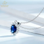 Hot Sale European and American Senior Princess Round Sapphire Necklace with Multi-Color Pendant Flower-shaped Chain Necklace