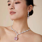 Luxury 20mm Yellow Zirconia Diamond Necklace White Rhodium Plated Brass for Ladies' Evening Party Wear