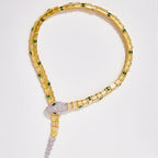 45Cm Gold Women Necklace Serpentine Green Zircon Fine Jewelry Necklaces for Ladies