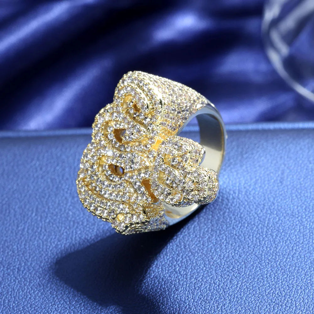 Diamond Allah Fire Ring New Design Hip Hop Jewelry Silver & Gold Plated for Engagement & Party for Men & Women