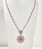 Rhodium Plated Women's Pendant Necklace with Zirconia Inlay Fashionable Luxurious for Wedding Party Evening Wear Sweater Chain