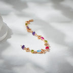 Luxury Fashion Women's Water Drop Fan-Shape Beaded Bracelet 18K Gold-Inlaid Electroplated Brass with Zircon Main Stone