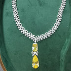 Luxury French Pearl Studded Teardrop Necklace for Women Trendy Collarbone Chain Diamond Necklace for Wedding or Evening Dress