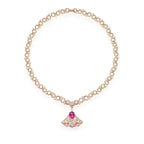 Champagne Plated Pink Fan Pendant Necklace Exquisite Fashionable Necklace for Wedding Party Charming Bride Girlfriend Gift