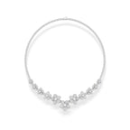 Women's High-End Rhodium-Plated Zircon Floral Necklace Elegant Evening Dress Collarbone Chain Fine Pendant Necklaces