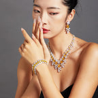 Luxury Large Zircon Pillow Shaped Yellow Zircon Tassel Design Bracelet Rhodium-plated Fashionable High-end Jewelry