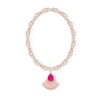 Fan Necklace Champange-plated pink White Zircon High-end Women's Fan Shaped Evening Dress Necklace Princess Dress Chain