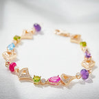 Luxury Fashion Women's Water Drop Fan-Shape Beaded Bracelet 18K Gold-Inlaid Electroplated Brass with Zircon Main Stone