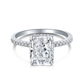 S925 Silver Women's Romantic Ring French Super Flash Square 8A Ice Flower Cut Zircon Niche Design mainly made Alloy for Party