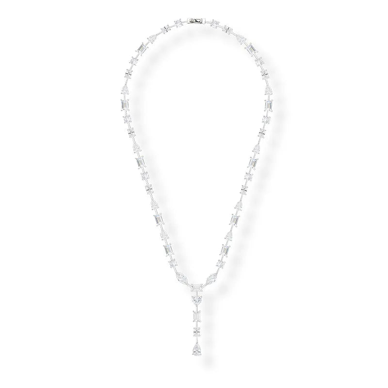 Rhodium Plated Necklace Choker High Quality Fashion Jewelry with Diamond for Wedding Birthday Gift Couples Men Women