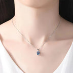 Amazon's New Classic Link Chain S925 Sterling Silver Blue Topaz Pendant Necklace with Niche Jewelry Box Simple Design for Women