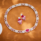 Fashionable High-End Rhodium Plated Ruby Necklace Dazzling Brass Material with Zircon Main Stone Trendy Collarbone Chain