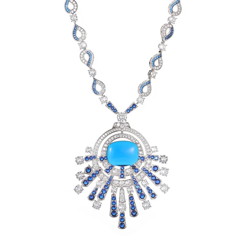 Blue Square Luxury Sweater Chain Emerald Zirconia Stylish Bohemian Style Religious Diamond Agate Pearl for Women for Shopping