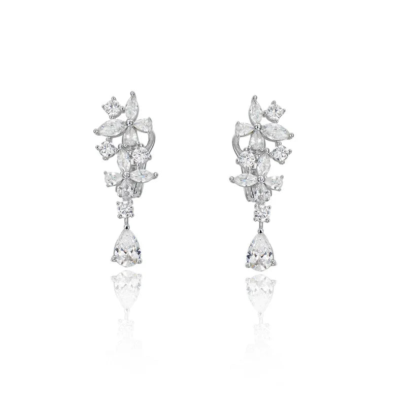 High Quality Fine Jewelry Pear Cut Excellent 18k White Gold Lab Grown Diamond Earrings