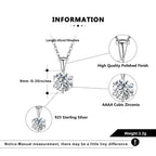 Sn278 925 Sterling Silver Classic Advanced 6 Prong Setting Necklace 9mm AAAA Cubic Zirconia for Women's Engagement Wedding Party