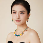 Flower Necklace for Women Hand-Inlaid with High-End Colored Zircon Stylish Evening Wear Chain for Weddings and Gifts