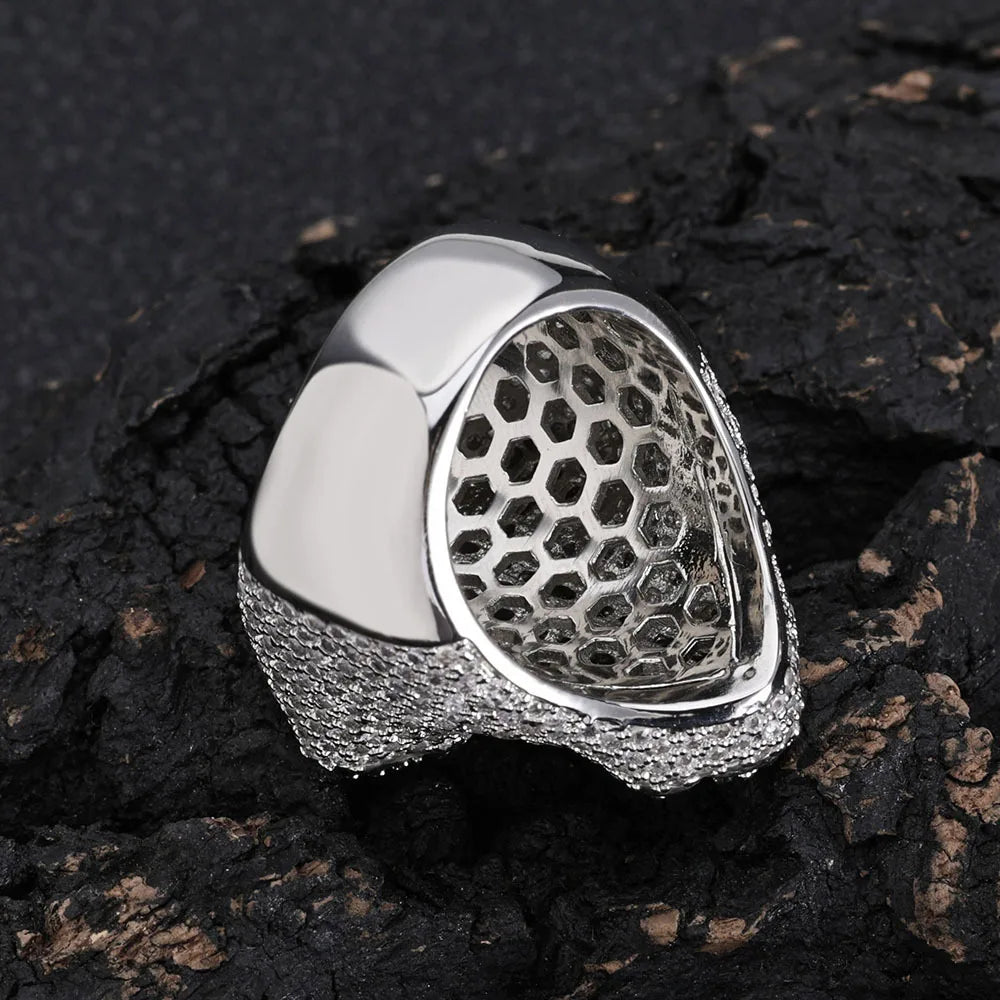 Fashion Jewelry Iced Out Diamond Crass Ring Full Pave Shiny Zircon Silver Cross Ring for Men and Women's Gift Hip Hop Jewelry