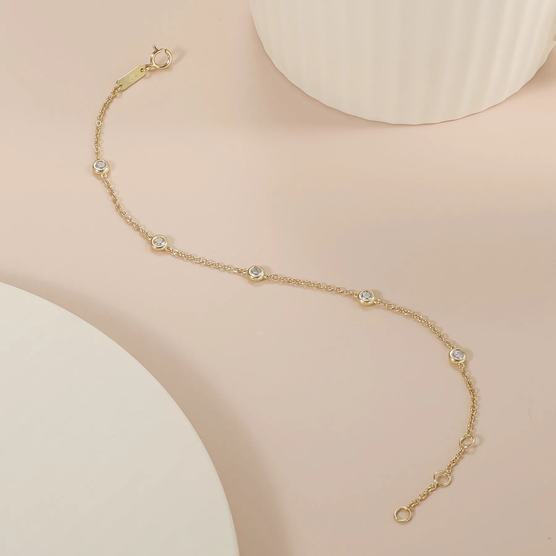 Adjustable S925 Sterling Silver Tennis Bracelet with Gold Plated Lab Grown Diamond Party Jewelry for Women