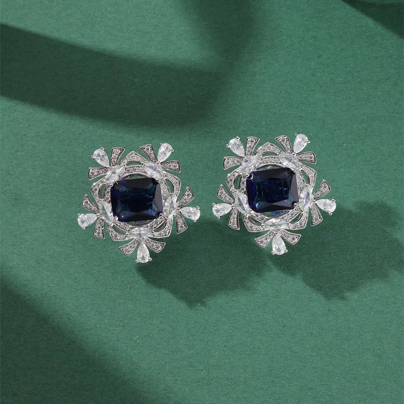 Hot Selling Factory Green Crystal Imitated Diamond Earrings for Women Wedding CZ Fashion Stud Earrings