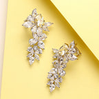 18K Copper Gold-Plated Floral Tassel Earrings Exaggerated Yellow Diamonds Detachable Design Personalized Fashion Drop Earrings