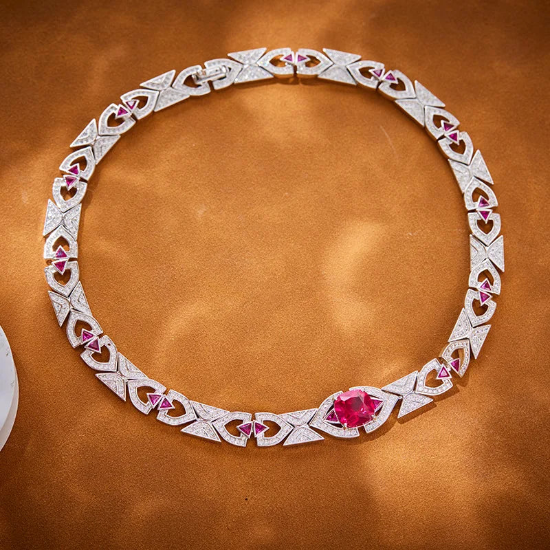 Wholesale Brass Electroplated Green Small Fan Chocker Necklace Set Women's Evening Dress Jewelry