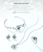 2023 Trendy Luxury S925 Sterling Silver Bracelet Children Green Moss Stone Aquatic Agate Fine Bangle Cross-Border New