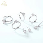 Luxury Fine S925 Silver Moissanite Ring for Women Elegant Classic Jewelry Inlaid New Cross-Border Group for Chinese Valentine's