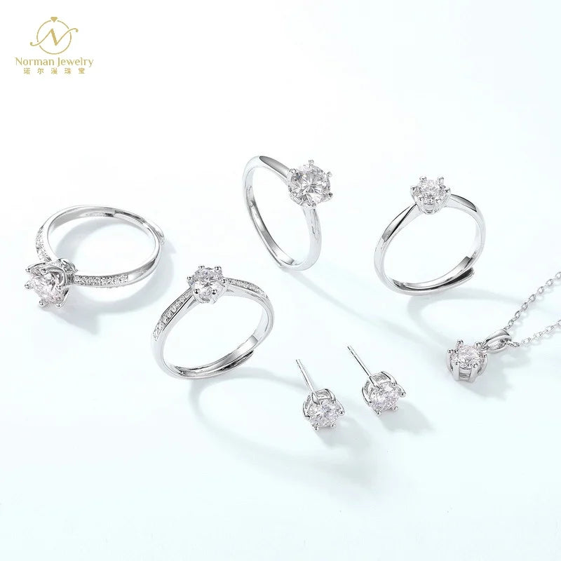 Luxury Fine S925 Silver Moissanite Ring for Women Elegant Classic Jewelry Inlaid New Cross-Border Group for Chinese Valentine's