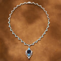 Luxurious Handmade Diamond Necklace Rhodium Plated Original Design Aquamarine Gemstone Collarbone Chain Weddings Red Carpet