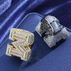 New Hip Hop M-Character Zircon Letter Ring Wholesale Men's Trendy Style Trendy Men's Personalized Ring