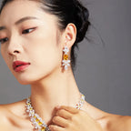 Fashion Handmade 18K White Gold Plated Jewelry Luxury Yellow Diamond Stud Earrings for Women