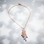 Women's Versatile Trendy Jewelry with Personalized Leopard Design Black Enamel on Brass Champagne & Rhodium Plated Sweater Chain