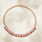 High-End 18K Gold Orange Purple Plated Brass Necklace Irregular Triangular Design Classic Dress Collarbone Anniversary