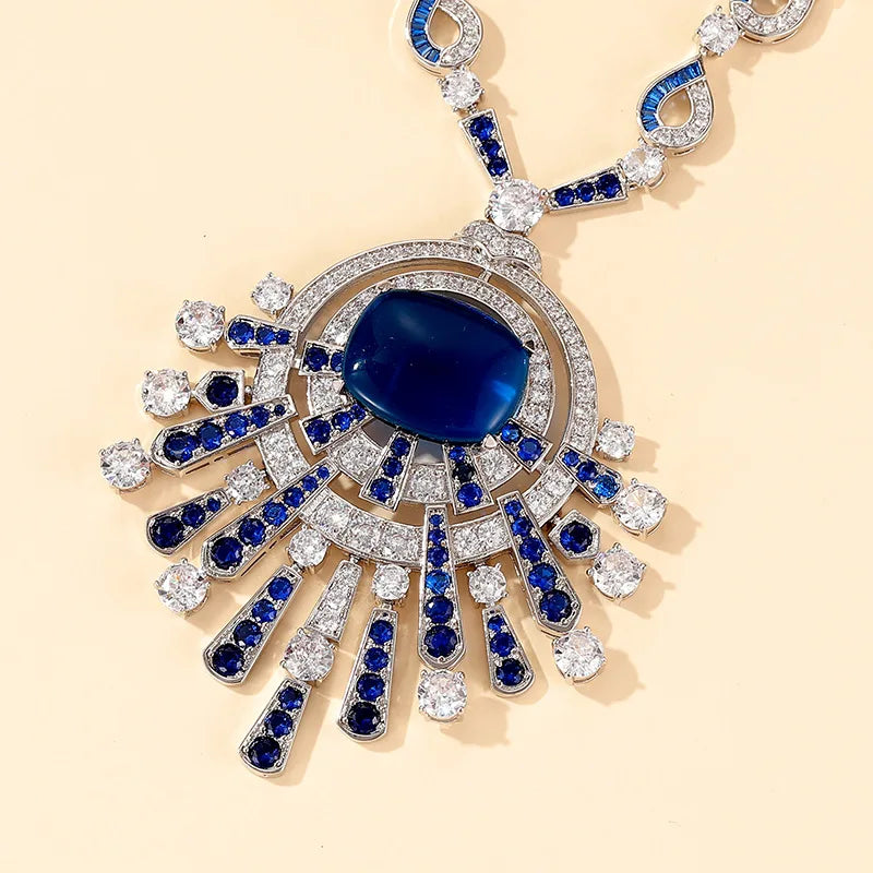 Blue Square Luxury Sweater Chain Emerald Zirconia Stylish Bohemian Style Religious Diamond Agate Pearl for Women for Shopping